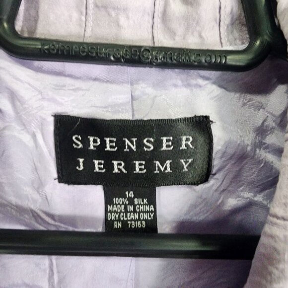 Womens Spenser Jeremy Purple 100% Silk Blazer 3/4 Sleeve Button Front Size 14 - Picture 3 of 7